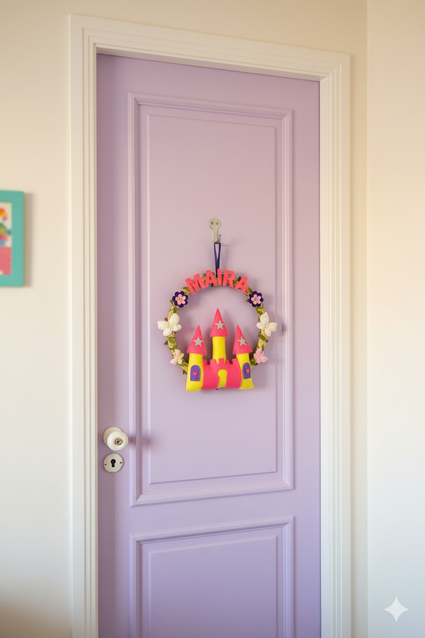 Li'll Pumpkins whimiscal glittery Castle Baby girl Name hoop, Color - Yellow