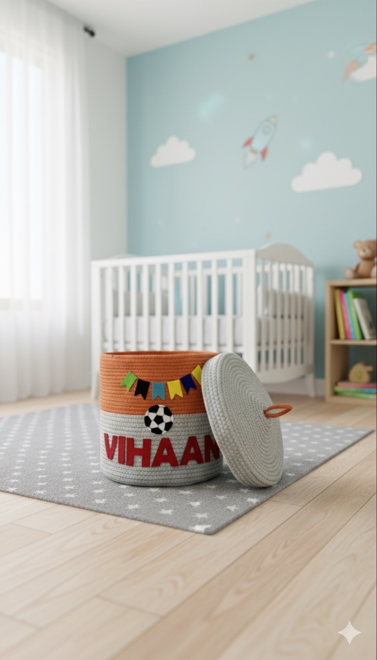 Li'll Pumpkins Personalized Mermaid toys/multipurpose storage basket with lid