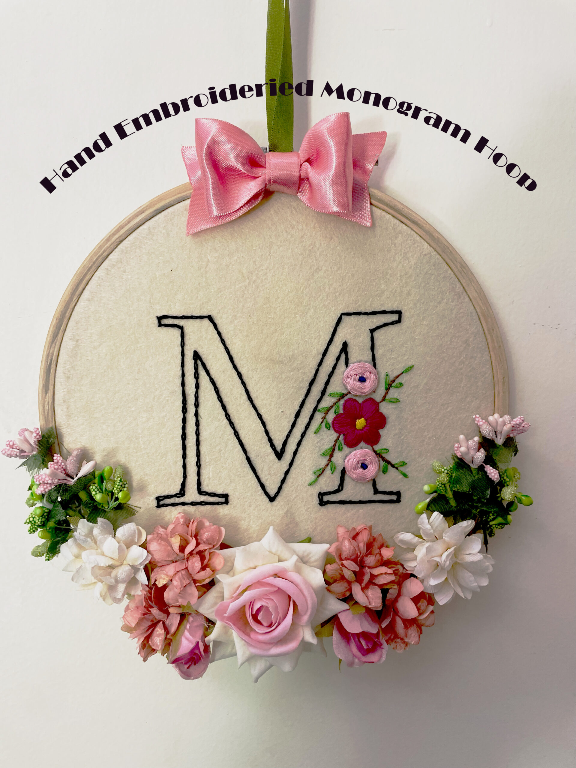 Li'll Pumpkins Personalized Customized Felt and Thread Initial Hand embroidered Hoop, Color - Multi