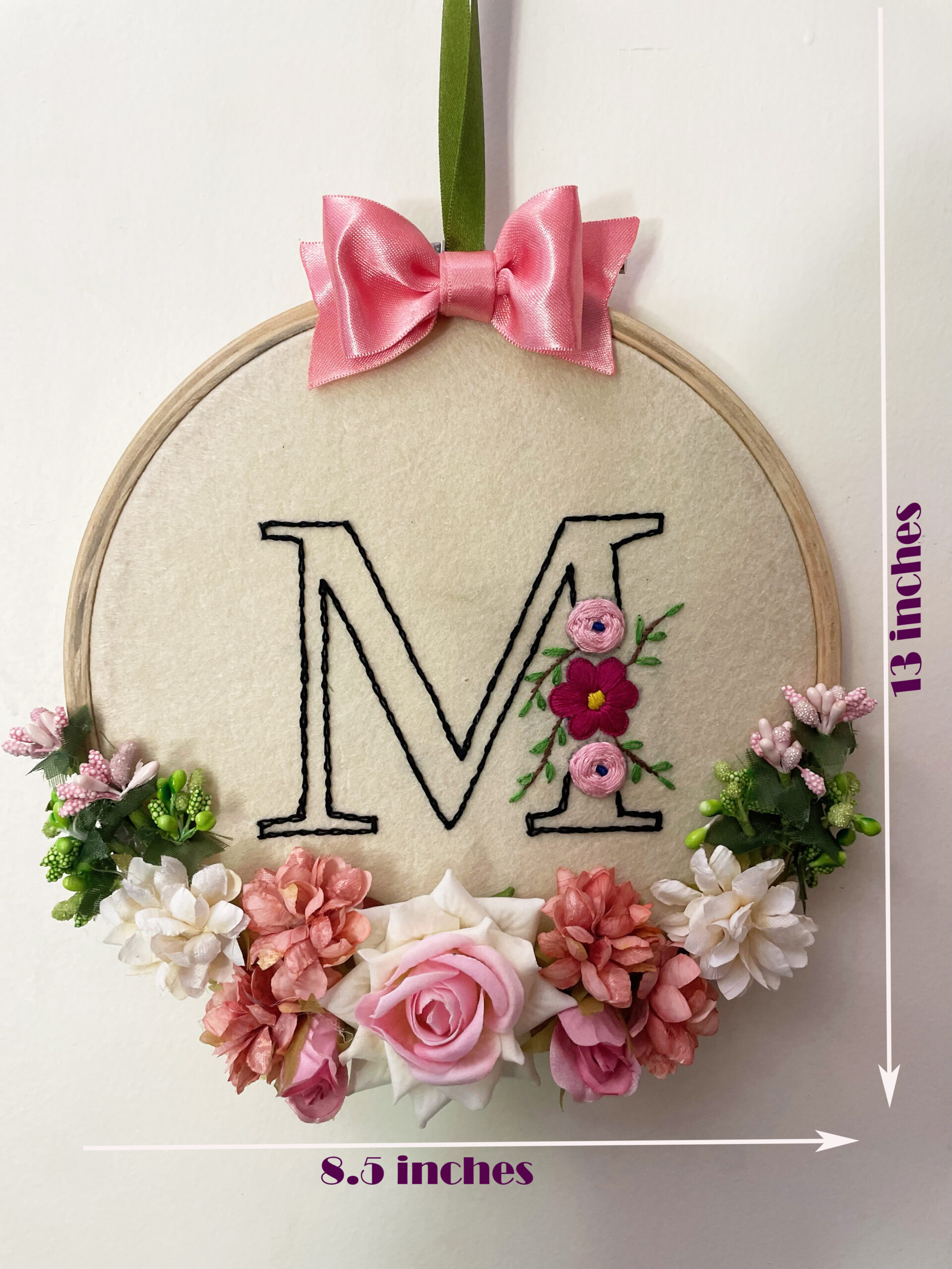 Li'll Pumpkins Personalized Customized Felt and Thread Initial Hand embroidered Hoop, Color - Multi