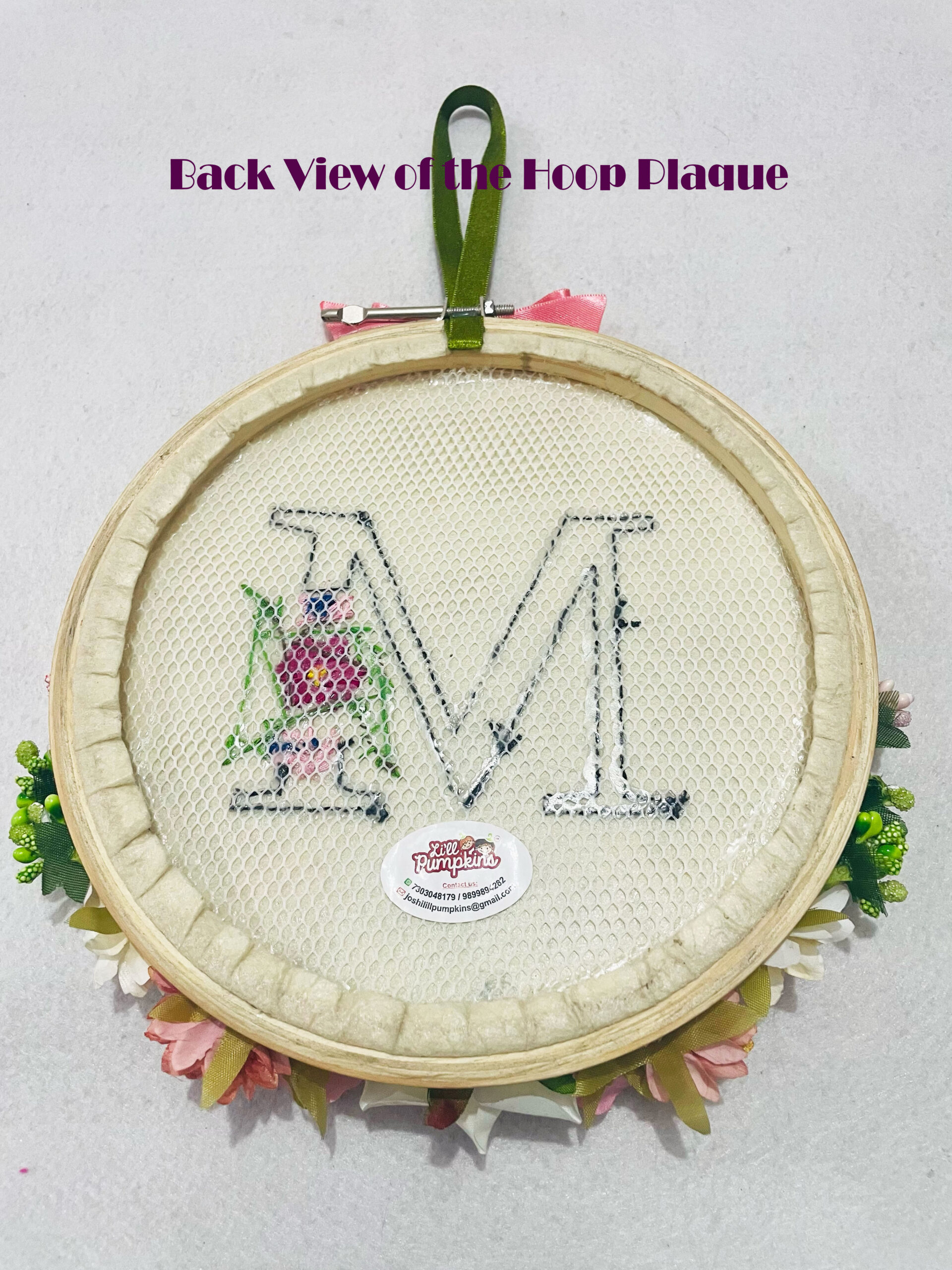 Li'll Pumpkins Personalized Customized Felt and Thread Initial Hand embroidered Hoop, Color - Multi