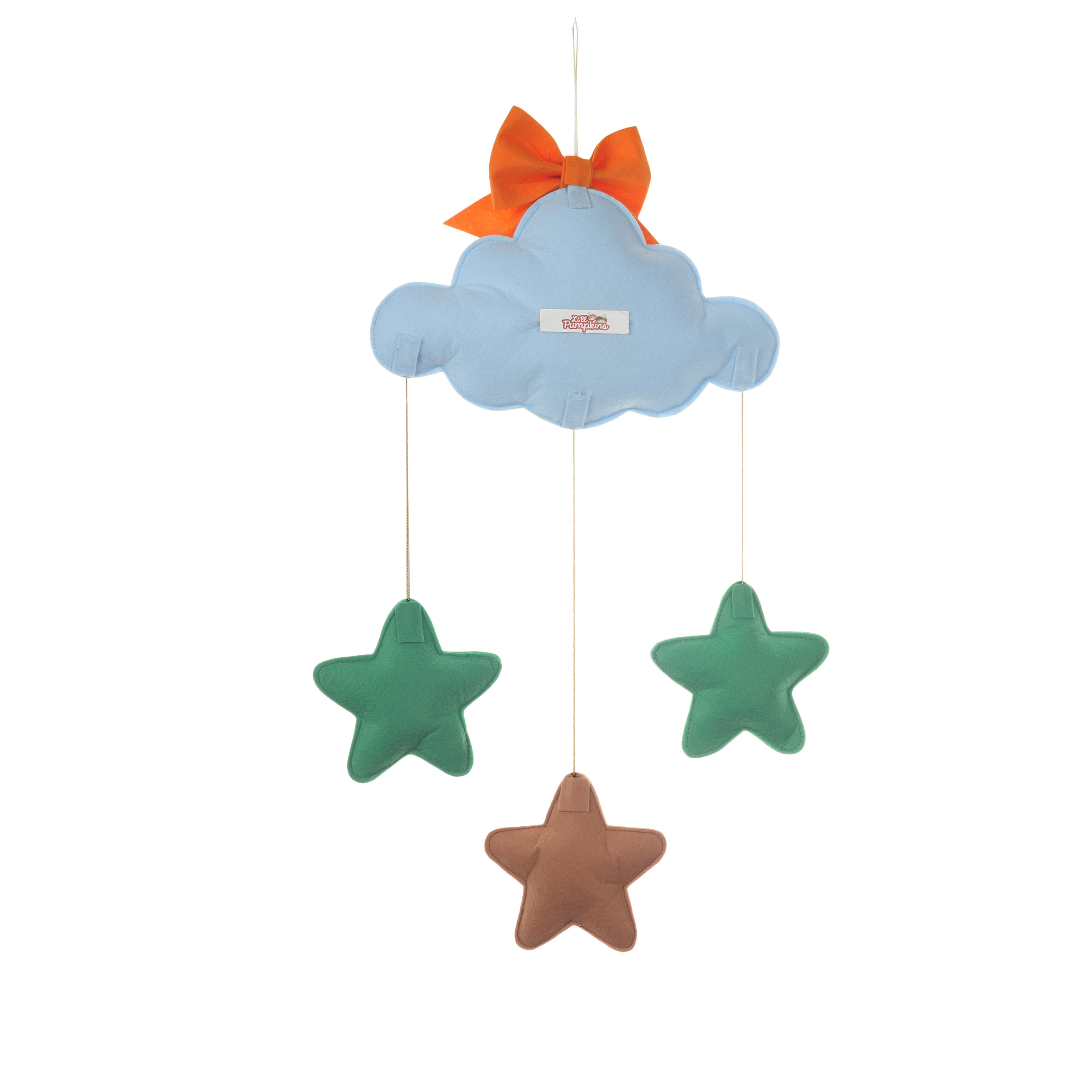 Li'll Pumpkins Cloud Theme Personalized Name hanging with DOB, Color - Pastel Blue