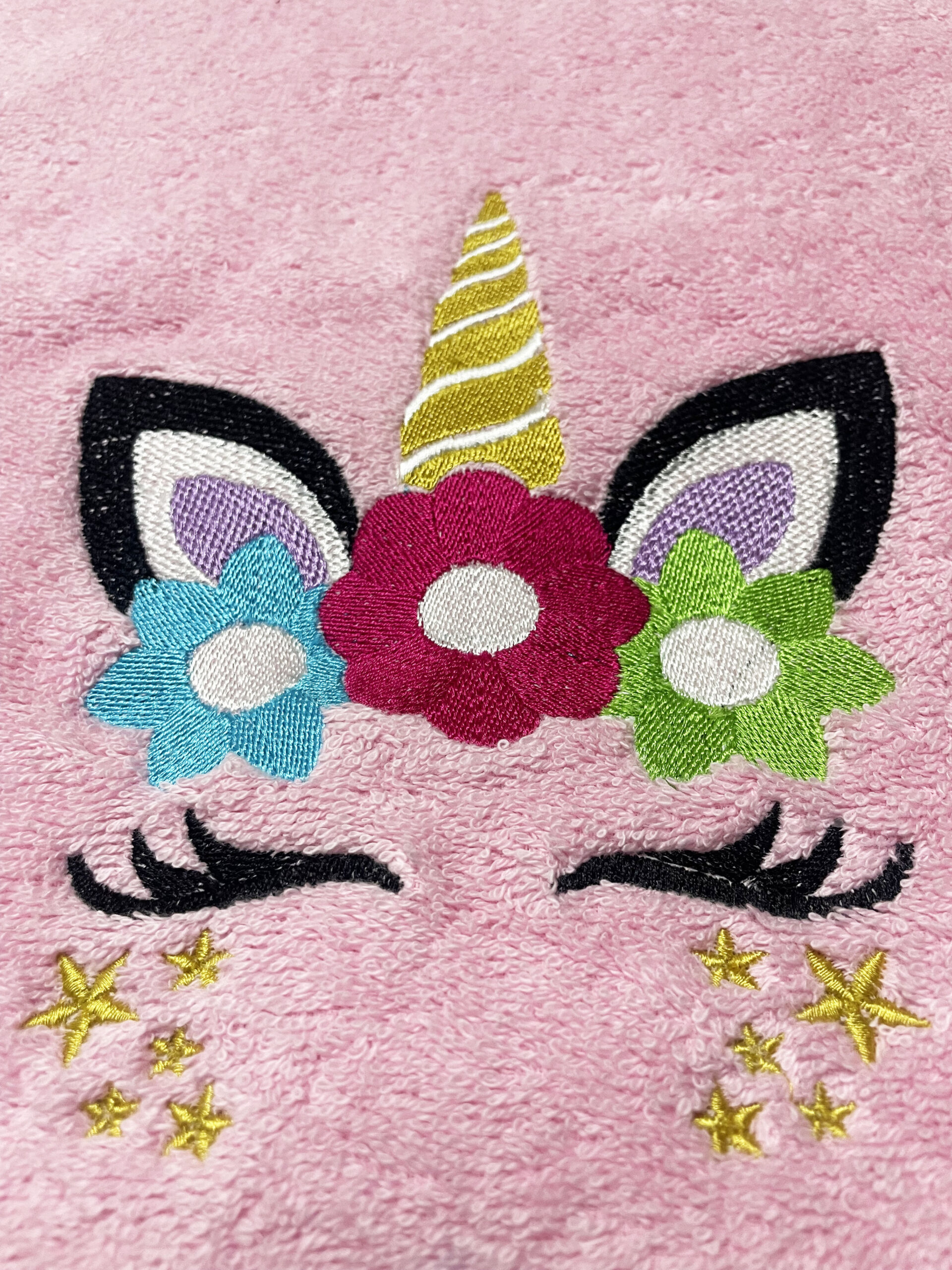 Li’ll Pumpkins Flower Unicorn Theme Personalized 100% cotton Bath Towel with NAME, 500 GSM quality (set of 1), Color- Pink