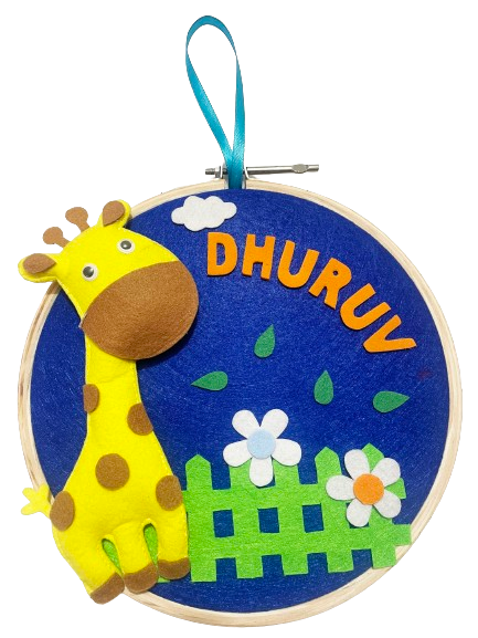 Li'll Pumpkins tall Giraffe theme Name Hoop- Blue