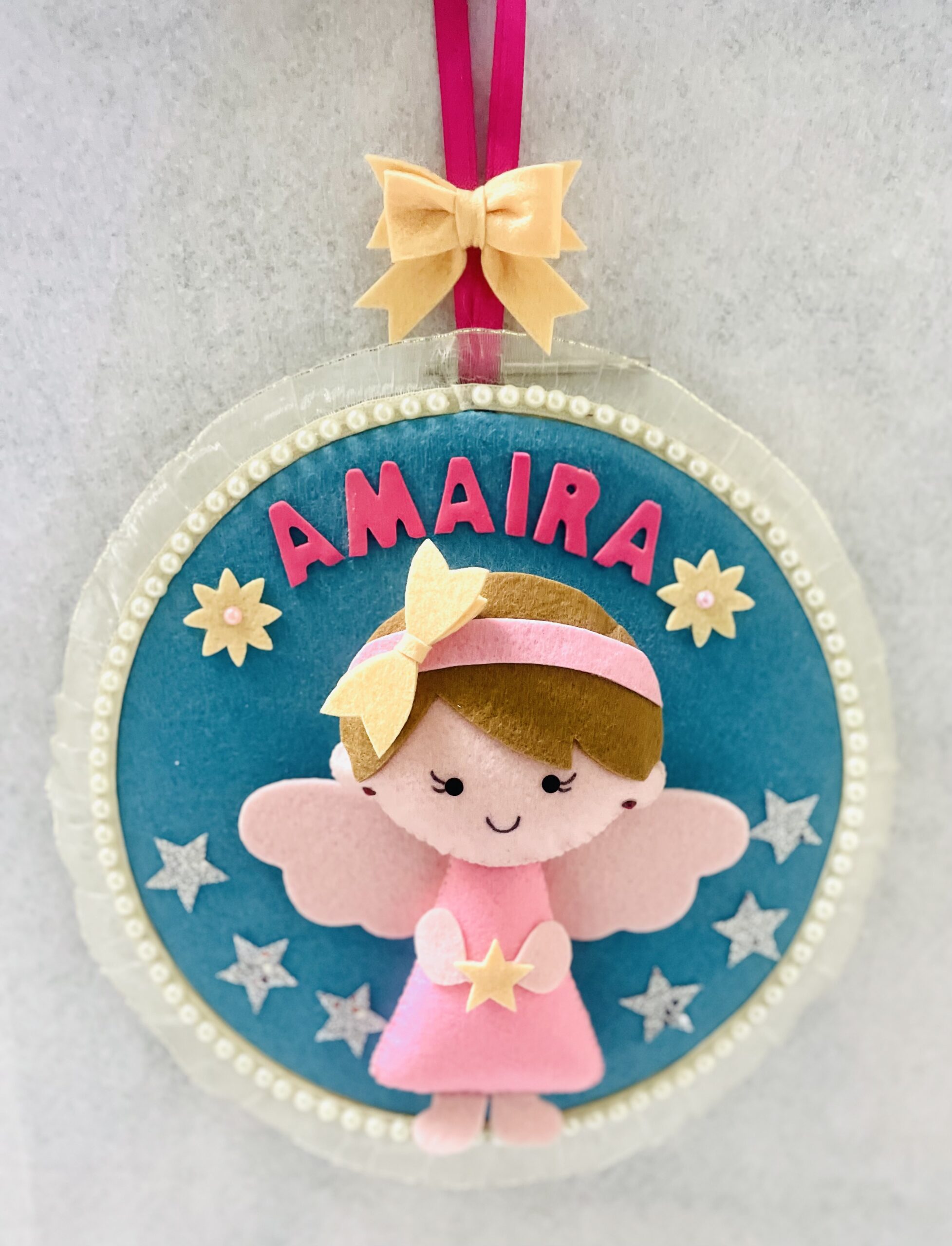Li'll Pumpkins cute doll theme Name Hoop, color- Pink
