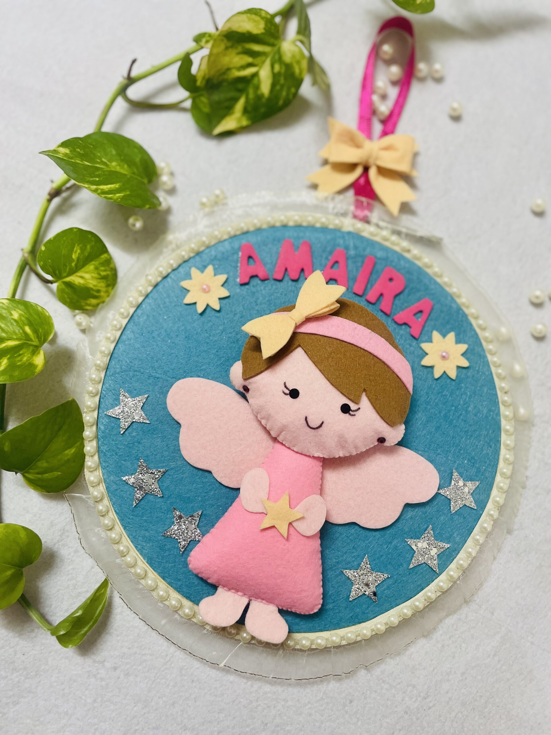 Li'll Pumpkins cute doll theme Name Hoop, color- Pink