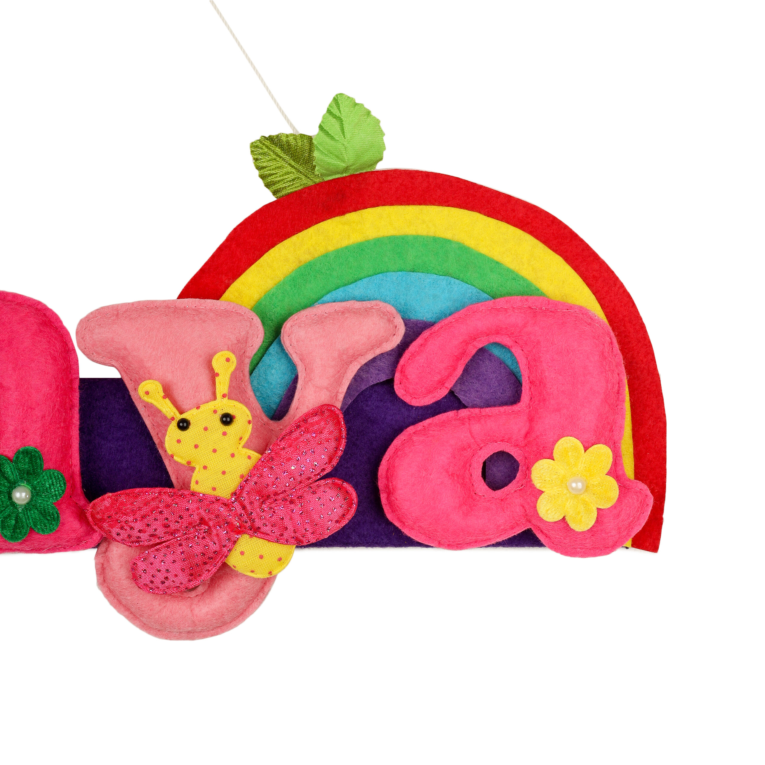 Li'll Pumpkins Rainbow Unicorn Theme Personalized Name Hanging, Color - Pink