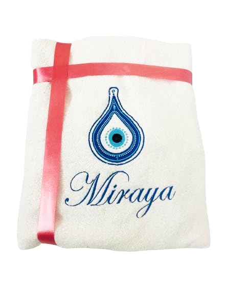 Li’ll Pumpkins Evil Eyel Theme Personalized 100% cotton Bath Towel with NAME 500 GSM quality (set of 1), Color- White