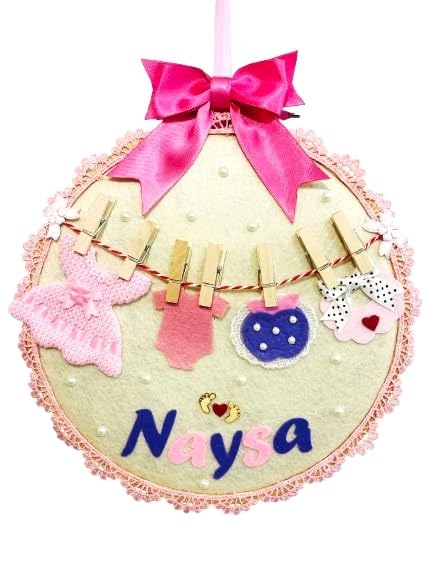 Li'll Pumpkins New Born Baby girl theme Name Hoop- Pink