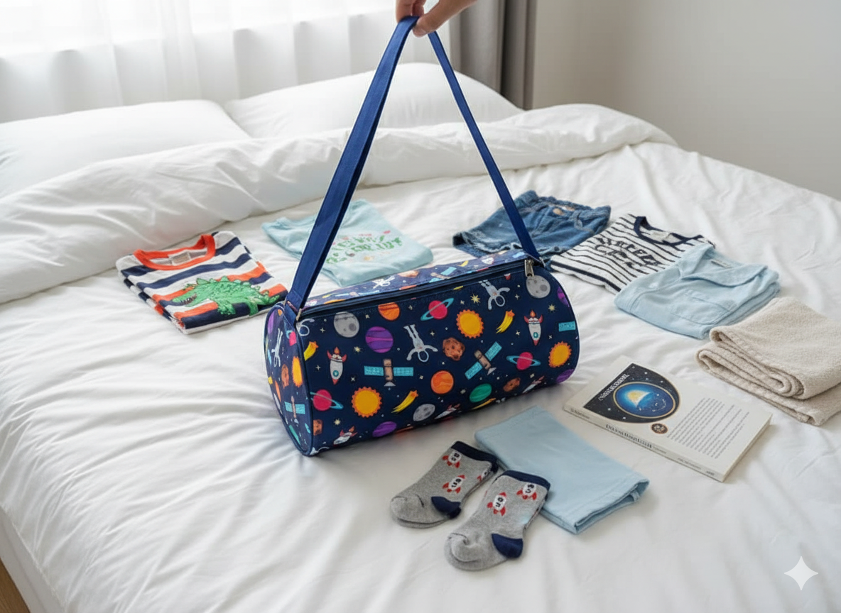 Li'll Pumpkins space printed swimming Duffle Bag for kids, Color- Blue