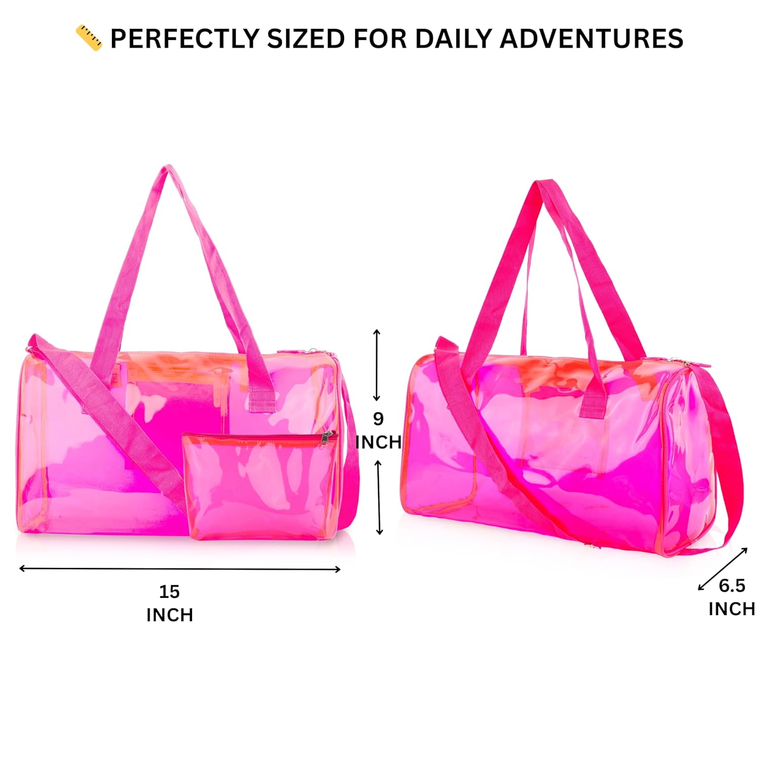 Neon Pop Clear Jelly Duffle & Pouch Set - Your Go-To for Style & Function!