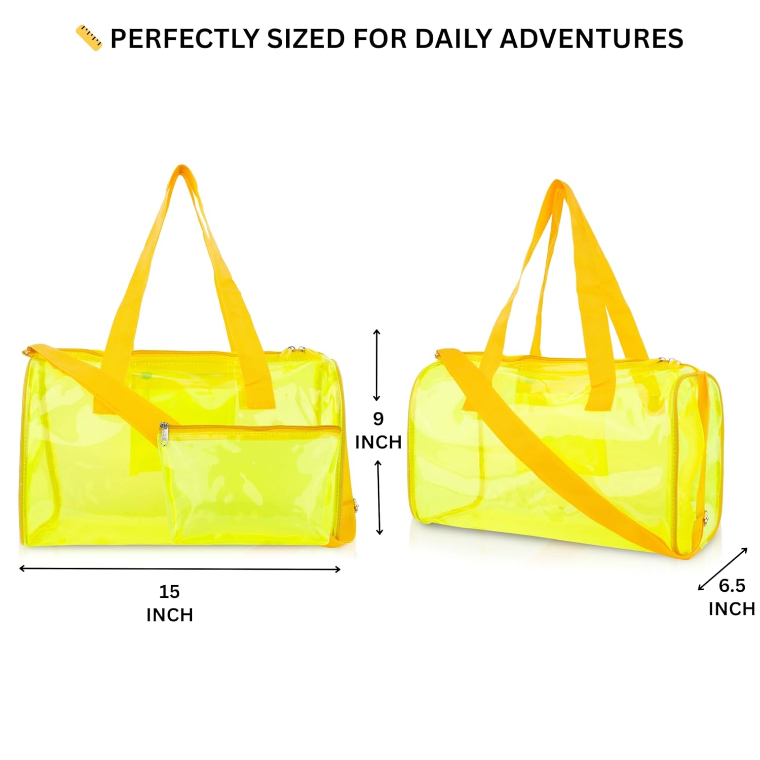 Neon Pop Clear Jelly Duffle & Pouch Set - Your Go-To for Style & Function!