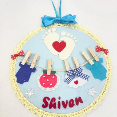 Li'll Pumpkins New Born Baby Boy theme Name Hoop- Aqua Blue