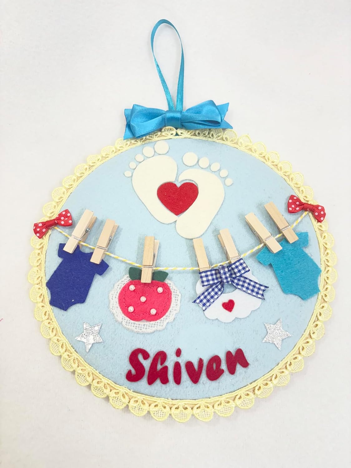 Li'll Pumpkins New Born Baby Boy theme Name Hoop- Aqua Blue