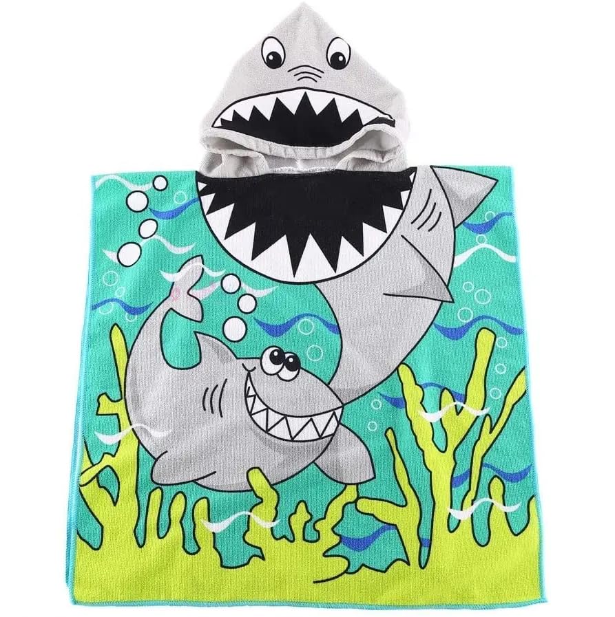 "Chomp & Play" Shark Adventure Hooded Bath Towel - Make Drying Off a Blast!
