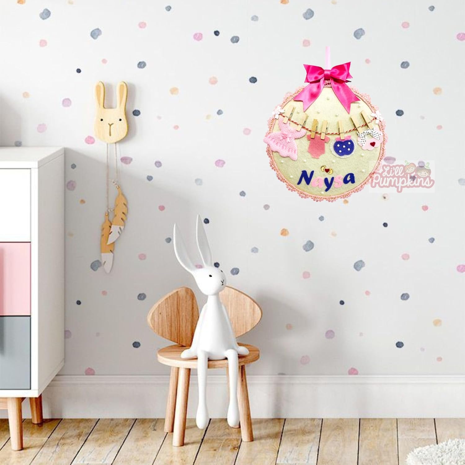 Li'll Pumpkins New Born Baby girl theme Name Hoop- Pink