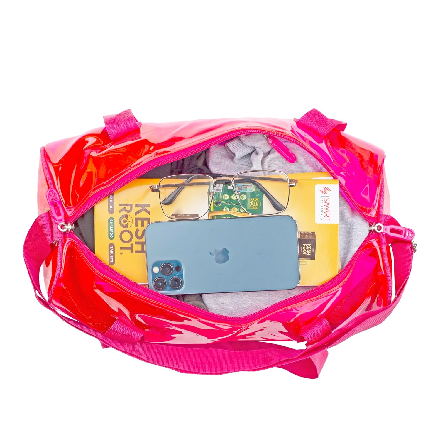 Neon Pop Clear Jelly Duffle & Pouch Set - Your Go-To for Style & Function!