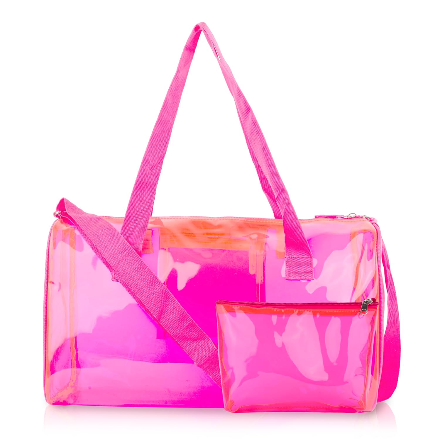 Neon Pop Clear Jelly Duffle & Pouch Set - Your Go-To for Style & Function!