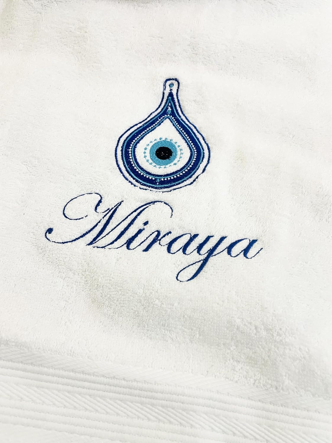 Li’ll Pumpkins Evil Eyel Theme Personalized 100% cotton Bath Towel with NAME 500 GSM quality (set of 1), Color- White