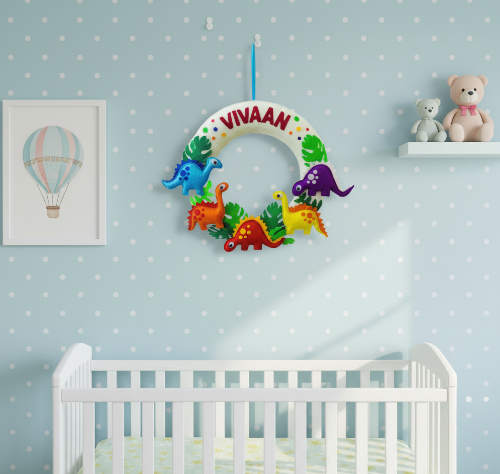 Li'll Pumpkins Dino Theme Personalized Name hanging, Color - Multi colors