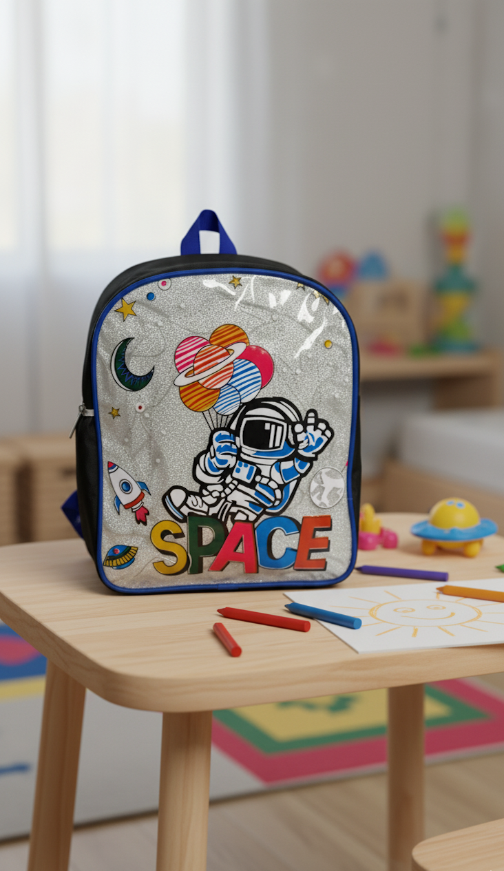 Li'll Pumpkins Personalized Space Glitter Backpack for toddlers- Blue