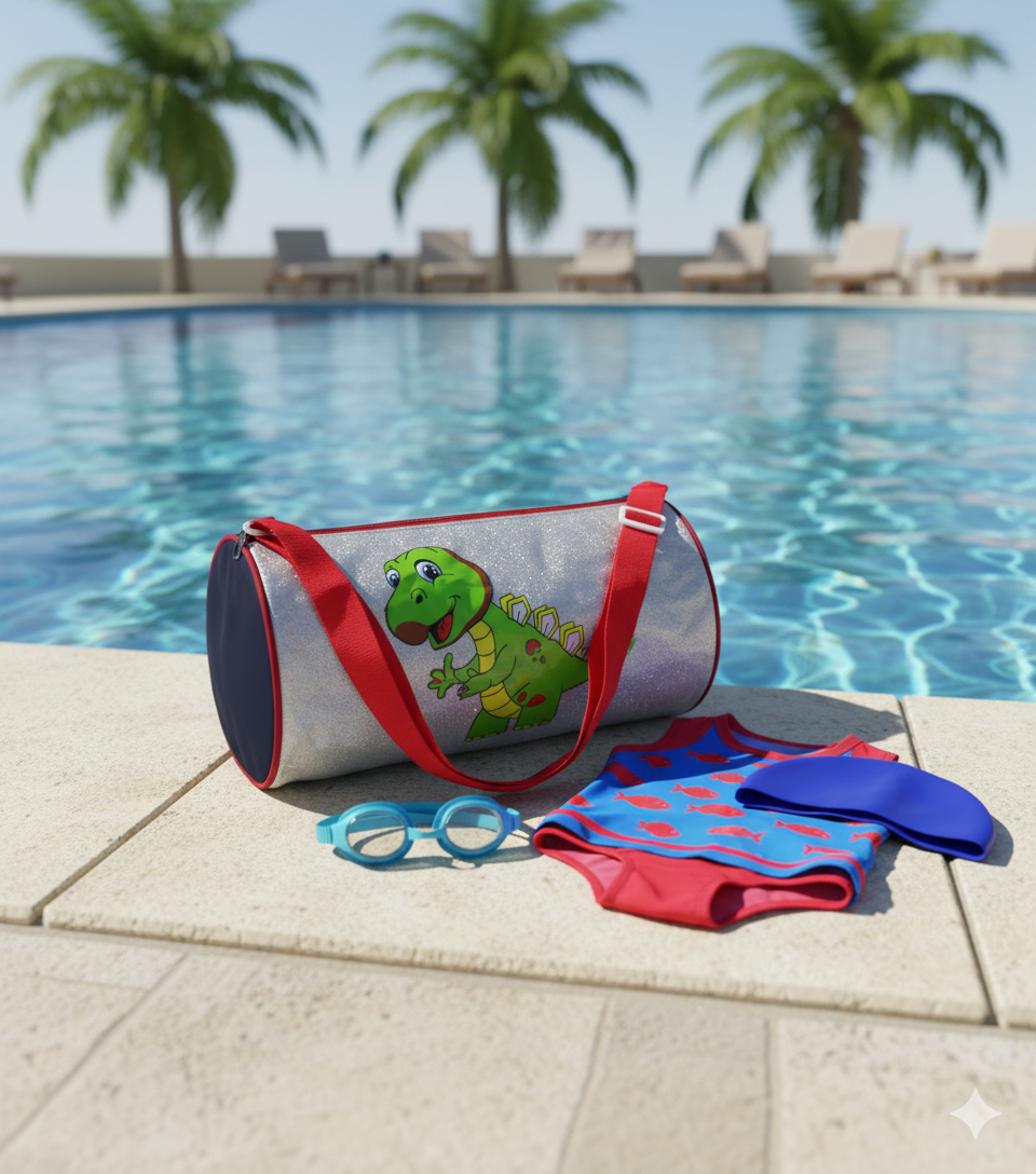 Li'll Pumpkins Glitter Unicorn Swimming Duffle Bag for kids- Color Pink