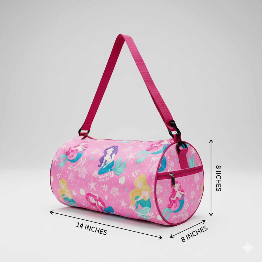 Li'll Pumpkins Mermaid Printed Swimming Duffle Bag for kids, Color- Pink