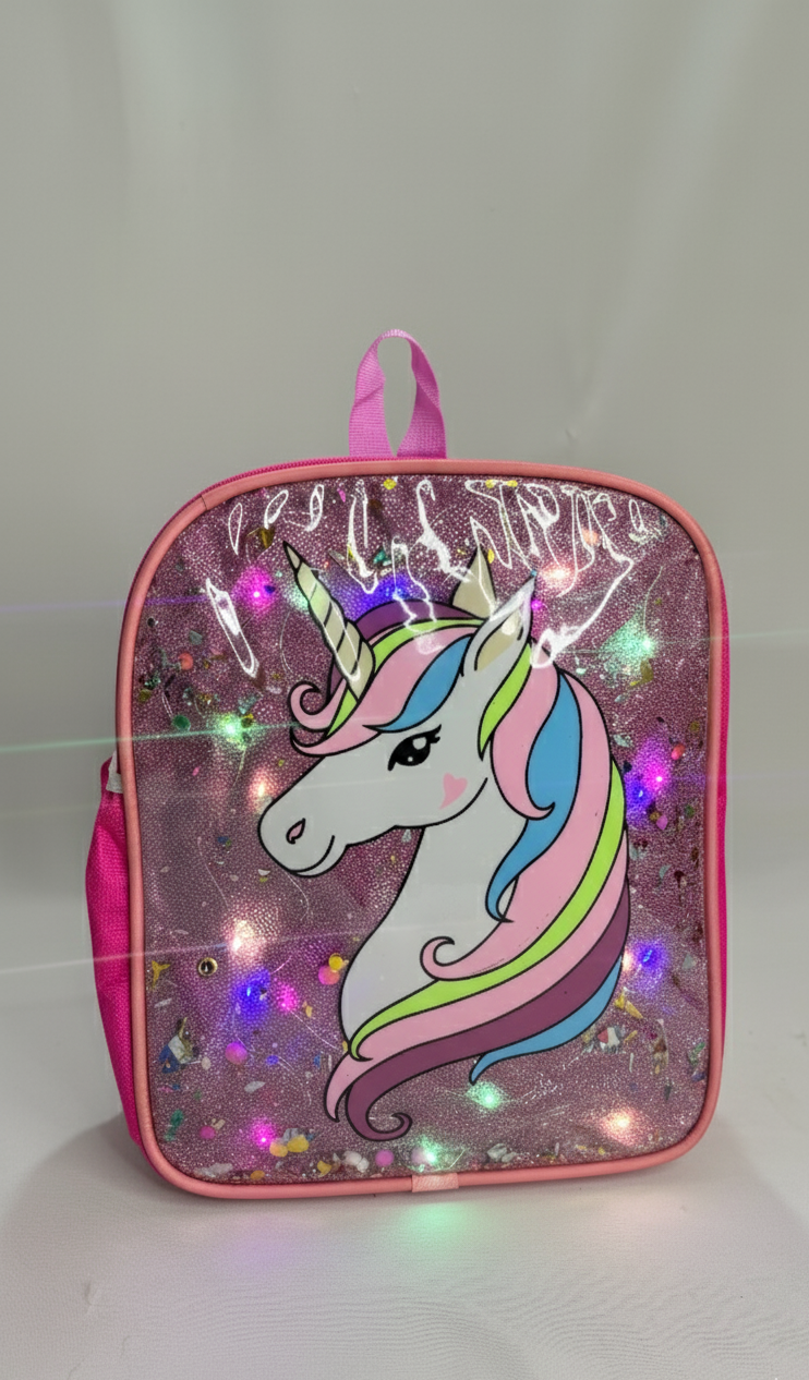 Li'll Pumpkins Personalized Unicorn Glitter Backpack for toddlers- Pink