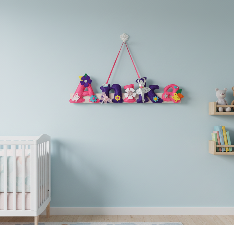 Li'll Pumpkins Ballerina Theme Personalized Name Hanging, Color - Pink