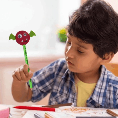 Li'll Pumpkins™ Halloween Topper Pencil For Kids - (Set Of 3, Black dark pink & Brown)