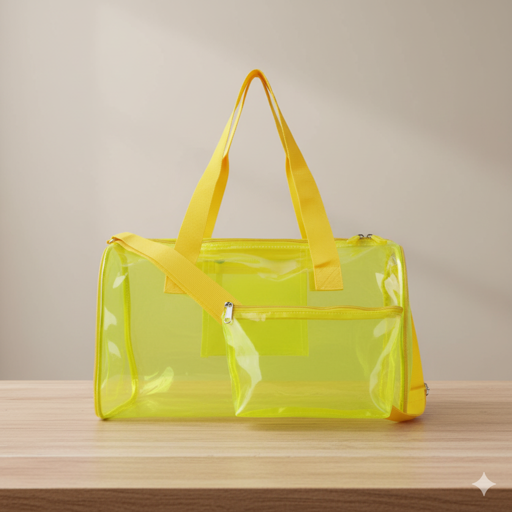 Neon Pop Clear Jelly Duffle & Pouch Set - Your Go-To for Style & Function!