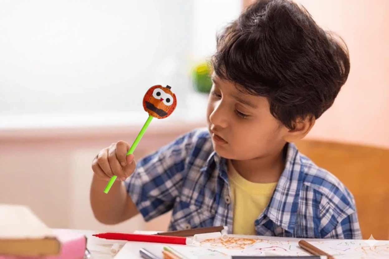 Li'll Pumpkins™ Halloween Topper Pencil For Kids - (Set Of 3, Black Green & Orange)