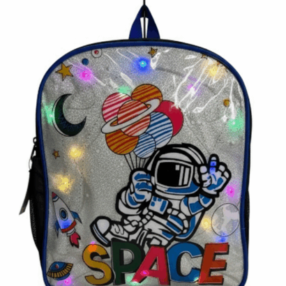 Li'll Pumpkins Personalized Space Glitter Backpack for toddlers- Blue