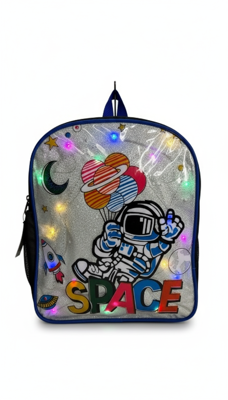 Li'll Pumpkins Personalized Space Glitter Backpack for toddlers- Blue