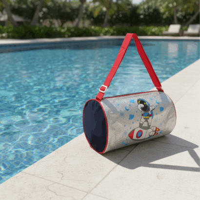 Li'll Pumpkins Space Glitter Swimming Duffle Bag for kids- Color Blue