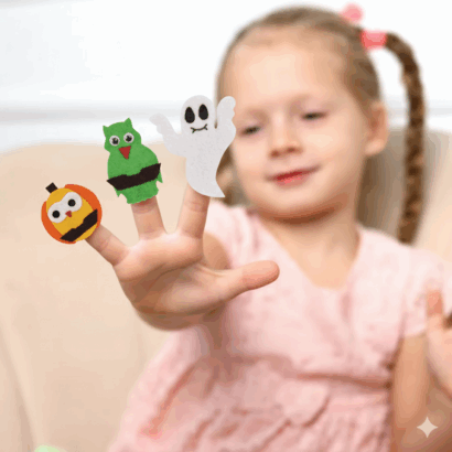 Li'll Pumpkins Spooky Finger Puppets Pack of 5 - Multi Colour