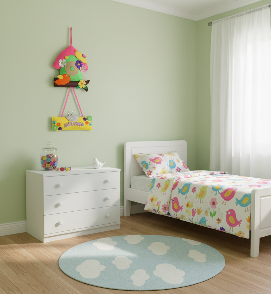 Li'll Pumpkins Sweet Songbird Theme Personalised Felt Name Hanging, Color - Multi