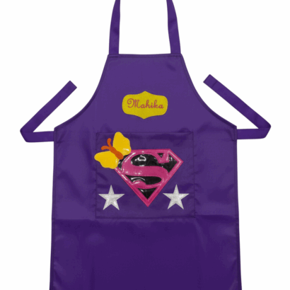 Li’ll Pumpkins Super Girl Apron for Kids 6-9 years - Purple