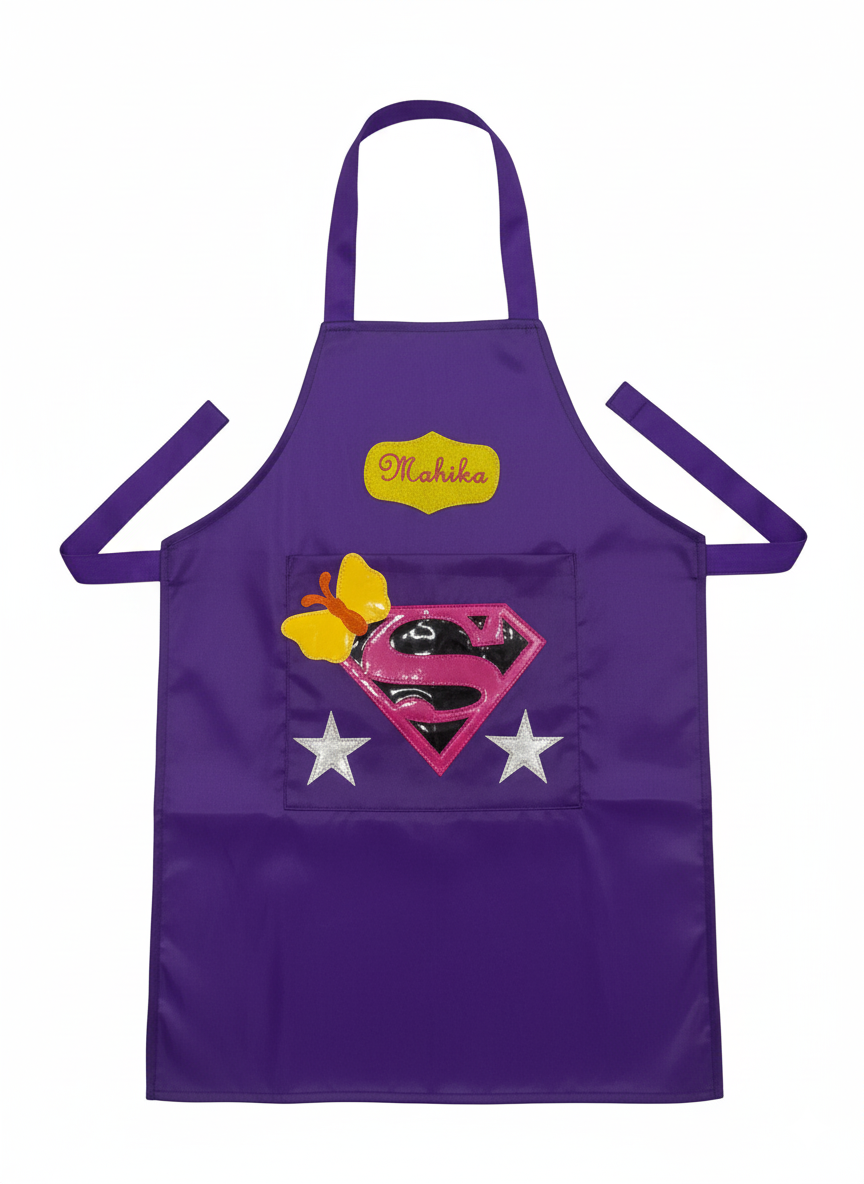 Li’ll Pumpkins Super Girl Apron for Kids 6-9 years - Purple