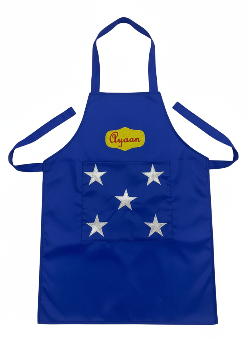 Li’ll Pumpkins Star unisex Apron for Kids 6-9 years - Blue