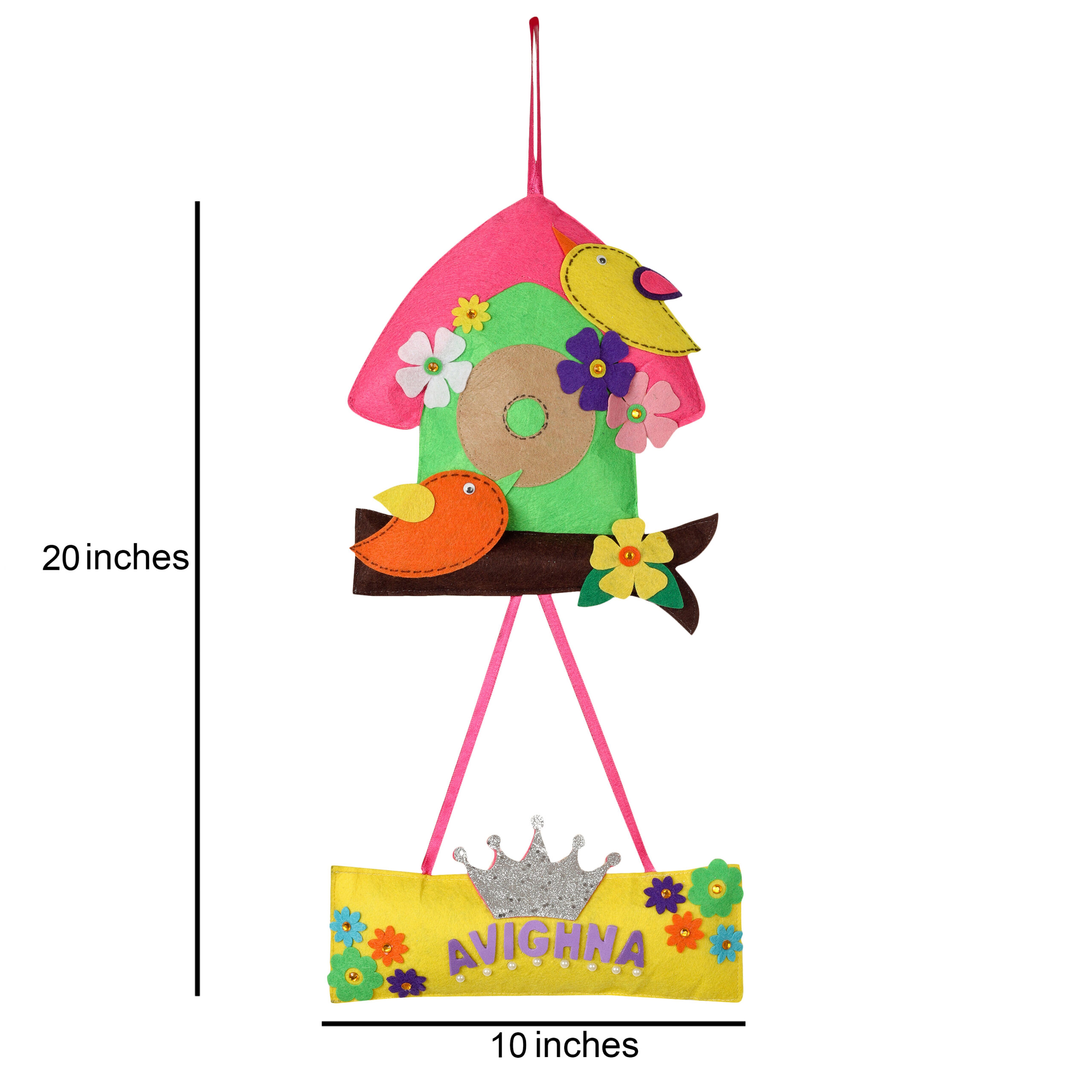 Li'll Pumpkins Sweet Songbird Theme Personalised Felt Name Hanging, Color - Multi