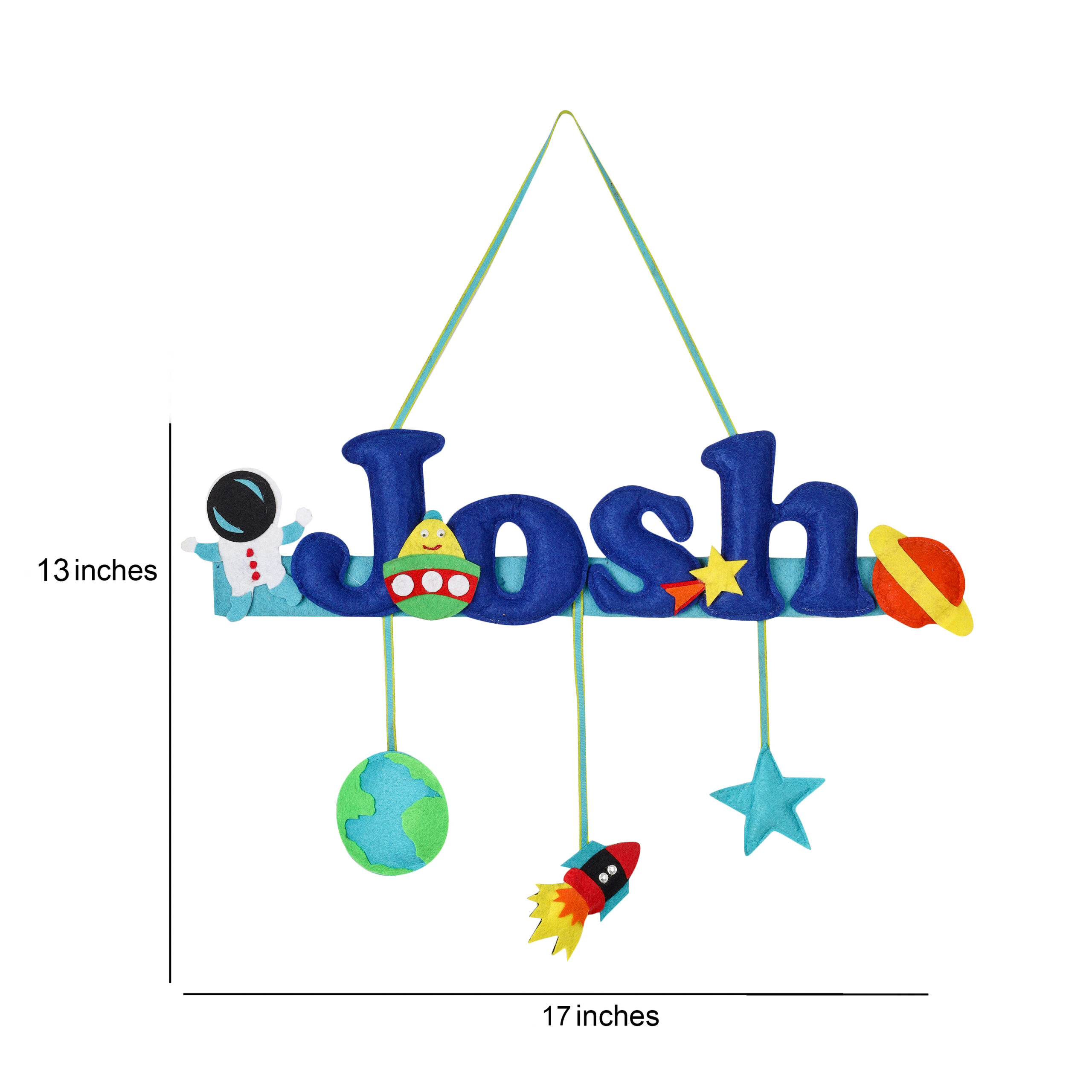 Li'll Pumpkins Space Theme Personalized Name Hanging, Color - Blue