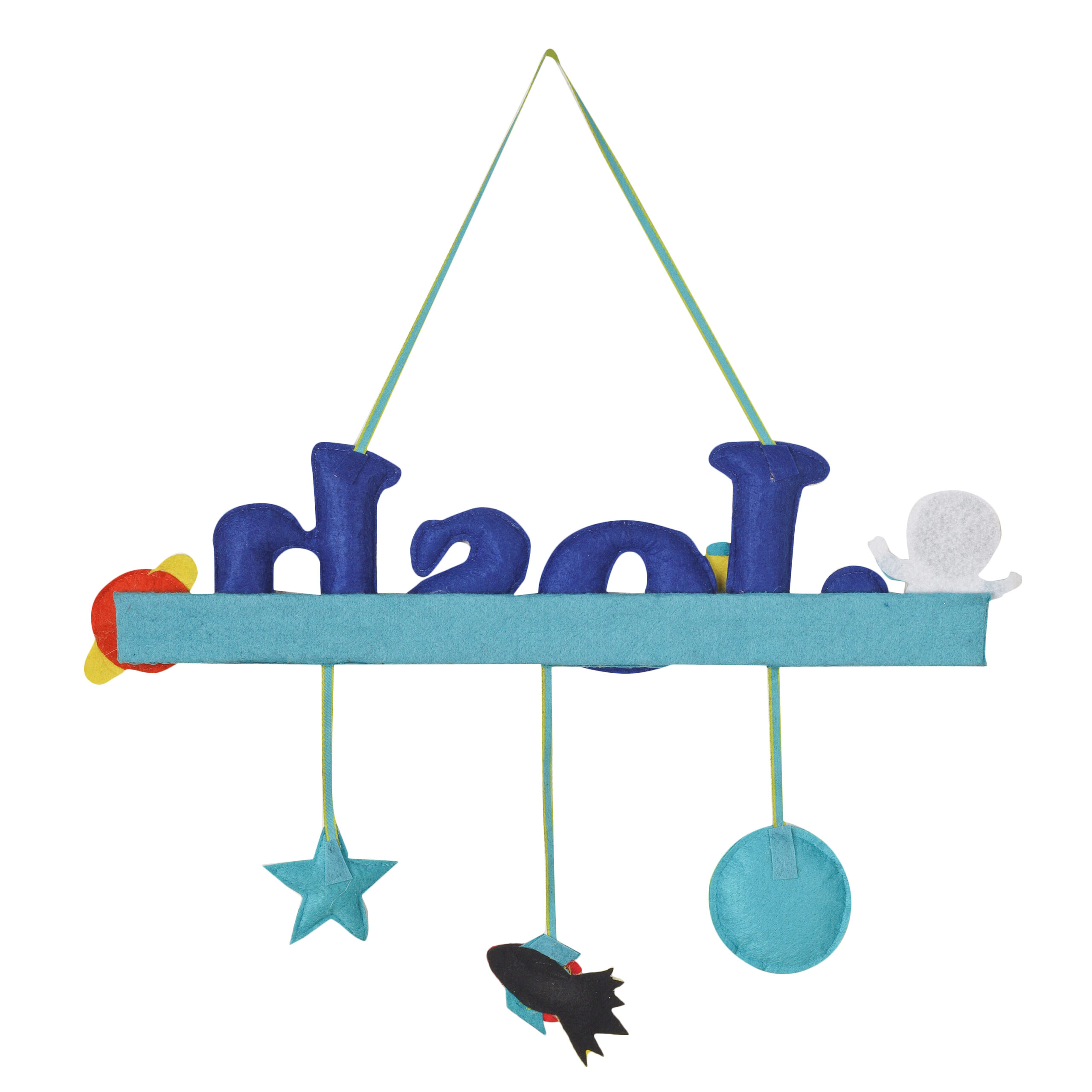 Li'll Pumpkins Space Theme Personalized Name Hanging, Color - Blue