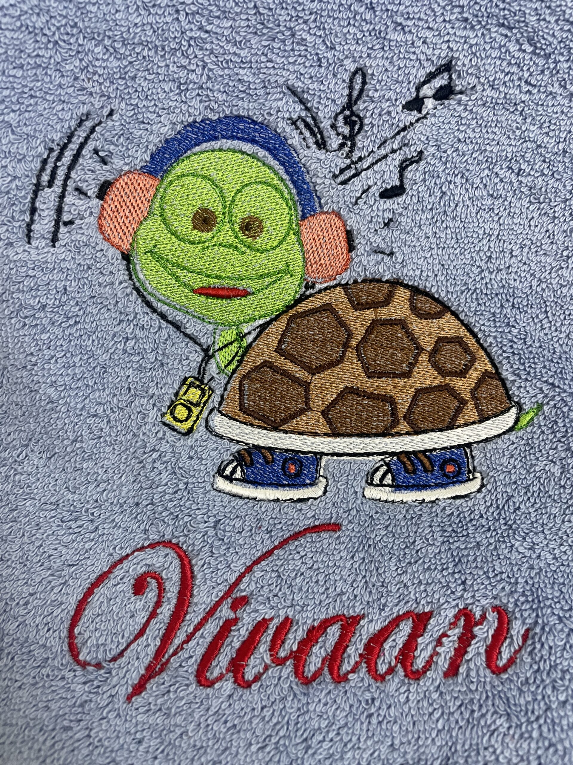 Li’ll Pumpkins Turtle Theme Personalized 100% cotton Bath Towel with NAME, 500 GSM quality (set of 1), Color- Sky Blue