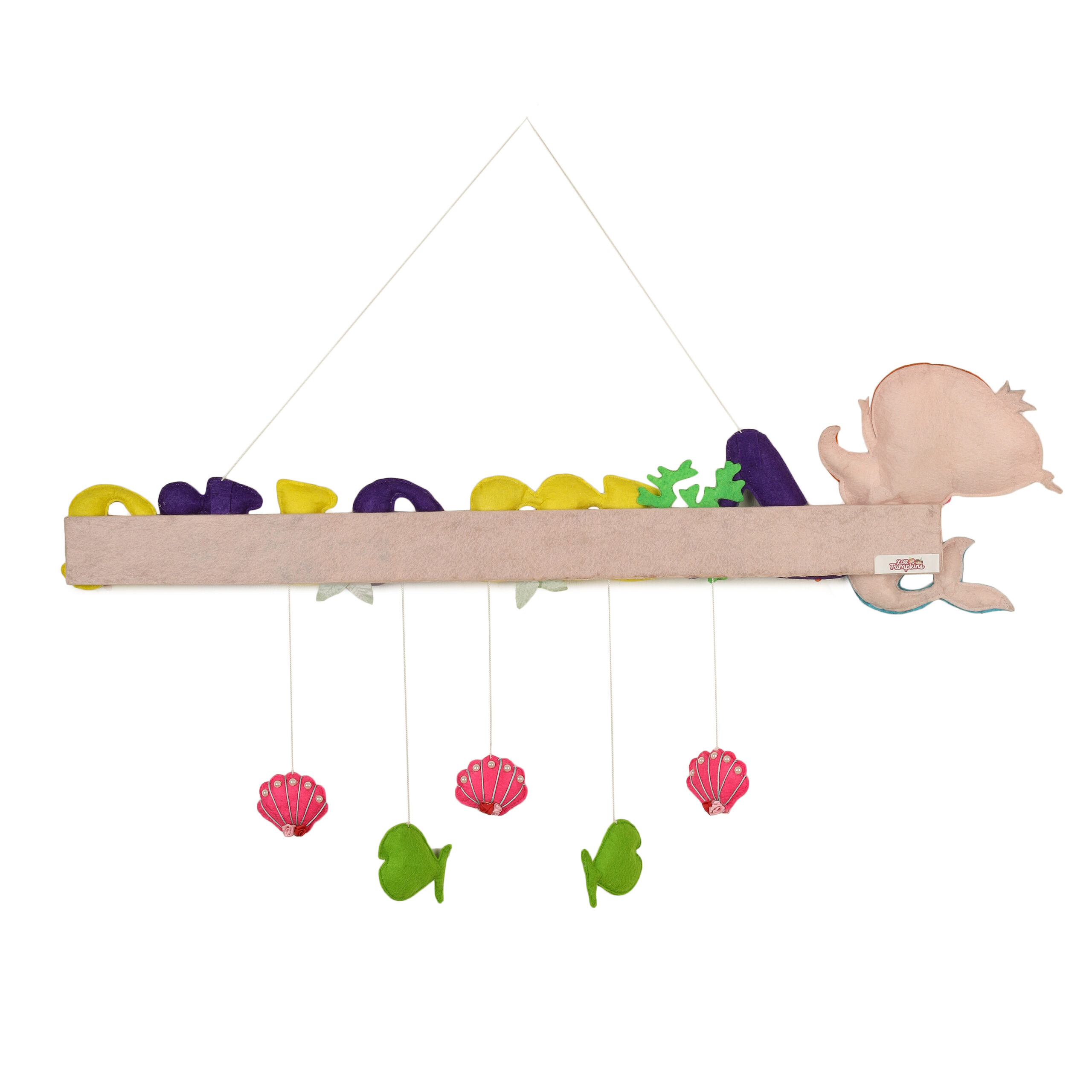 Li'll Pumpkins Mermaid Theme Personalized Name Hanging, Color - Pink