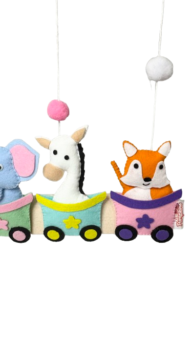 Li'll Pumpkins Pastel Rainbow Animal Train Personalized Name hanging, Color - Multi pastel