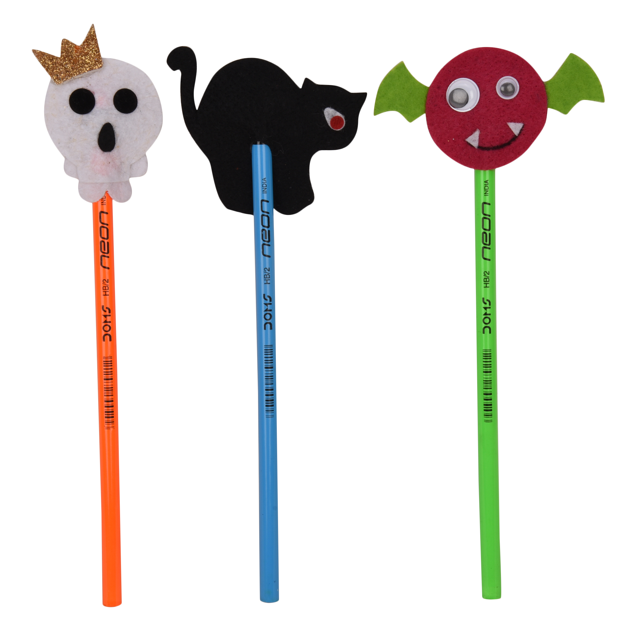 Li'll Pumpkins™ Halloween Topper Pencil For Kids - (Set Of 3, Black dark pink & Brown)