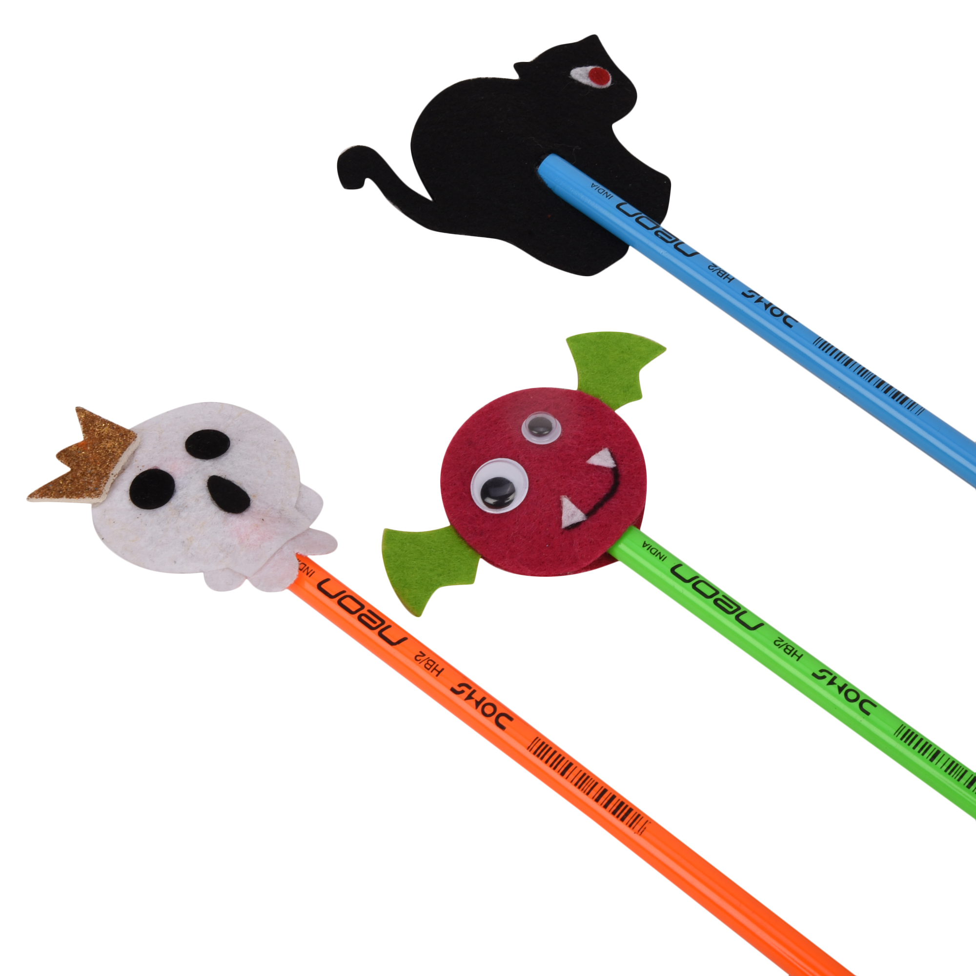 Li'll Pumpkins™ Halloween Topper Pencil For Kids - (Set Of 3, Black dark pink & Brown)