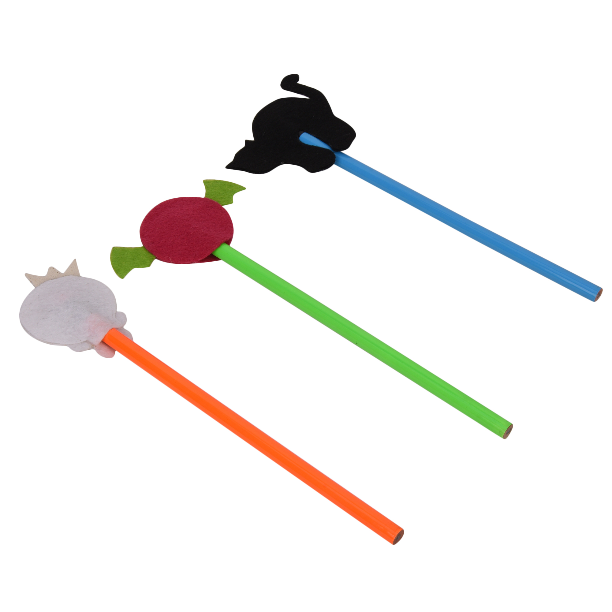 Li'll Pumpkins™ Halloween Topper Pencil For Kids - (Set Of 3, Black dark pink & Brown)