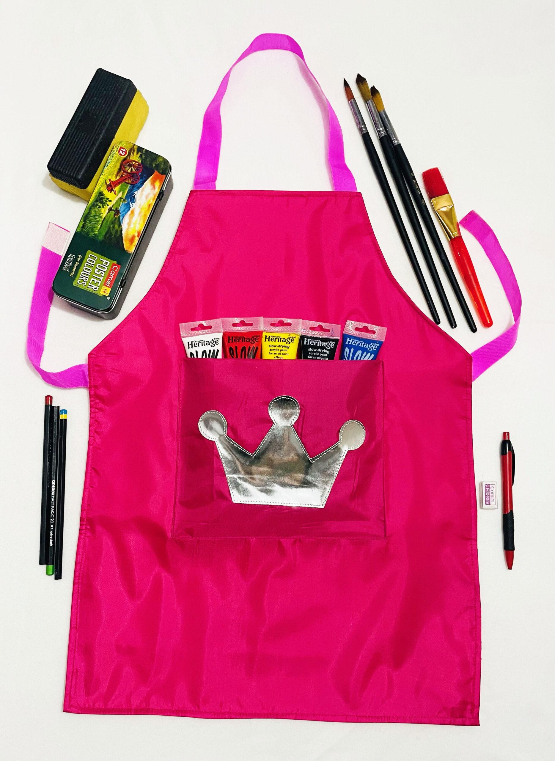 Li’ll Pumpkins Crown Apron for Kids 6-9 years - Pink